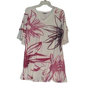 LILY BY FIRMIANA Women's Plus Size 2X Top Blouse Floral print Casual Slinky